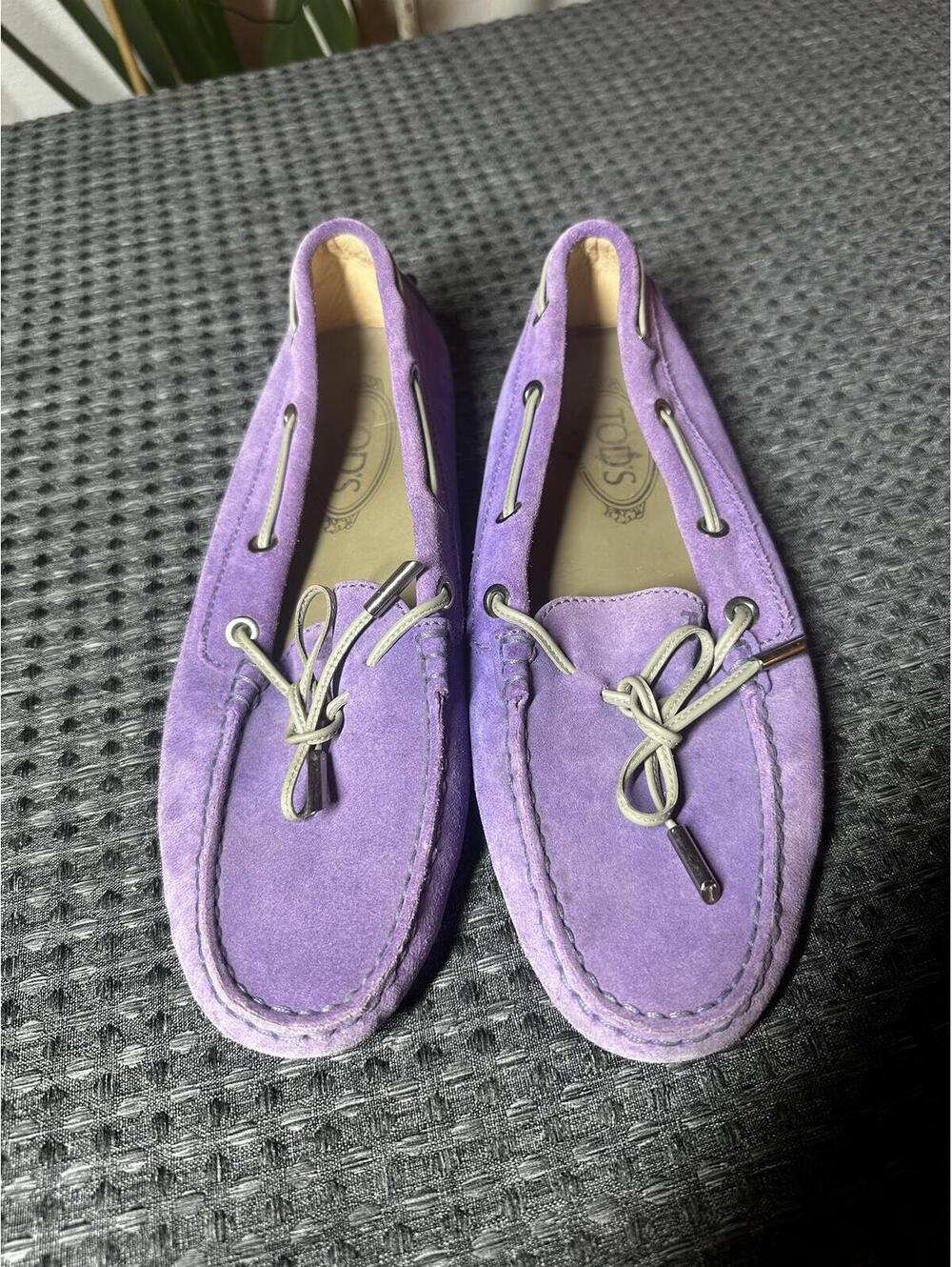 Tod's Purple Suede Moccasin Loafers
